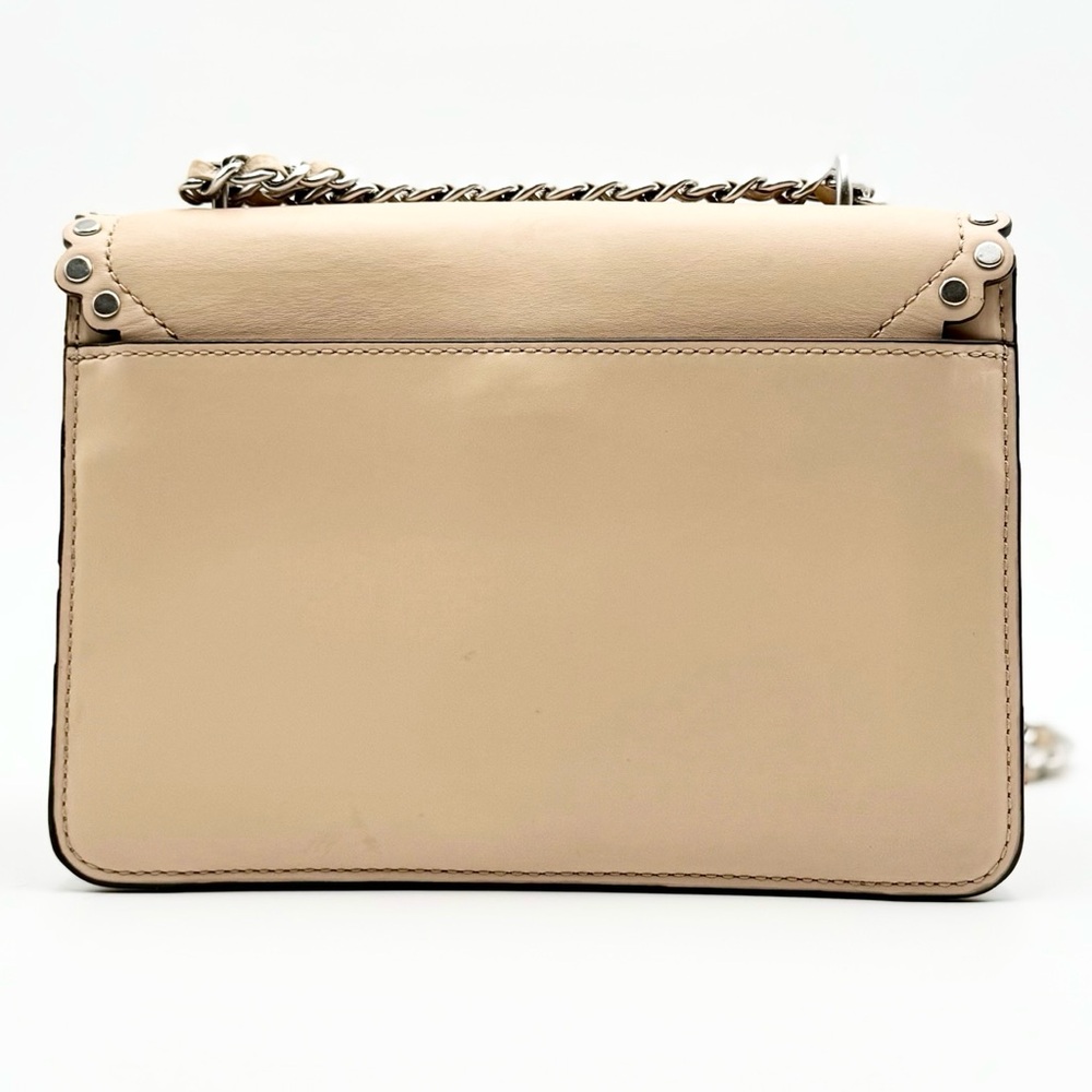 Tory Burch Beige Scalloped Leather Crossbody with Silver Chain - Picture 2 of 14